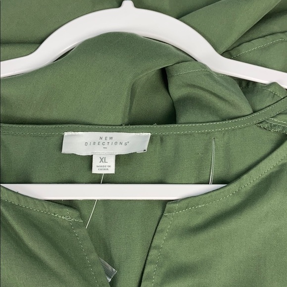 New Directions Olive Green Peasant Blouse Size XL - Picture 6 of 8